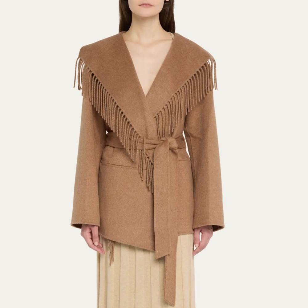 SIMKHAI Rowen Fringe Belted Wool Jacket - Picture 7 of 16